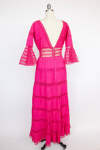 Load image into Gallery viewer, 1960s Mexican Wedding Dress Sheer Lace Maxi Boho M