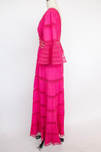 Load image into Gallery viewer, 1960s Mexican Wedding Dress Sheer Lace Maxi Boho M