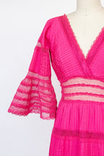 Load image into Gallery viewer, 1960s Mexican Wedding Dress Sheer Lace Maxi Boho M