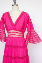 Load image into Gallery viewer, 1960s Mexican Wedding Dress Sheer Lace Maxi Boho M