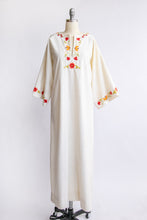 Load image into Gallery viewer, 1970s Maxi Gown Embroidered Cotton Dress S