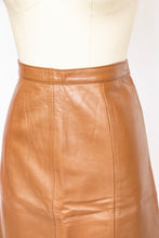 Load image into Gallery viewer, 1980s Pencil Skirt Brown Leather High Waist S / M
