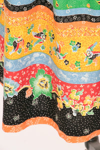 1970s Full Skirt Floral Cotton Peasant XS