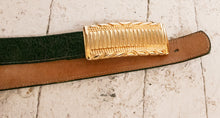Load image into Gallery viewer, 1980s Belt Black Leather Gold Buckle Designer XL