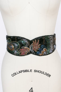 1980s Hand Beaded Belt Rope Tie Waist Cinch