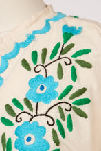 Load image into Gallery viewer, 1970s Maxi Gown Embroidered Cotton Mexican Dress M