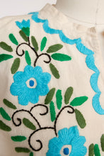 Load image into Gallery viewer, 1970s Maxi Gown Embroidered Cotton Mexican Dress M