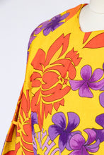 Load image into Gallery viewer, 1970s Kaftan Dress Cotton Maxi Hawaiian Printed Muu Mu Shift M