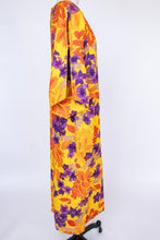 Load image into Gallery viewer, 1970s Kaftan Dress Cotton Maxi Hawaiian Printed Muu Mu Shift M