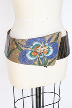 Load image into Gallery viewer, 1980s Leather Belt Jane Yoo Hand Painted Waist Cinch Floral