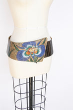 Load image into Gallery viewer, 1980s Leather Belt Jane Yoo Hand Painted Waist Cinch Floral