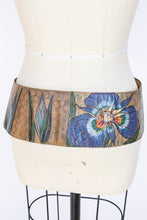 Load image into Gallery viewer, 1980s Leather Belt Jane Yoo Hand Painted Waist Cinch Floral