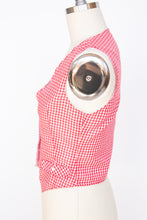 Load image into Gallery viewer, 1970s Vest Top Cotton Gingham Cropped XS