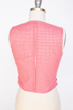 Load image into Gallery viewer, 1970s Vest Top Cotton Gingham Cropped XS