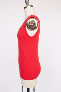 1970s Tank Top Red Sleeveless Tee S