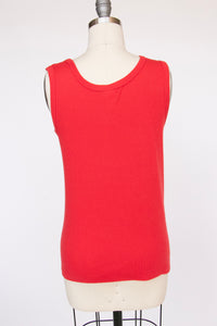 1970s Tank Top Red Sleeveless Tee S