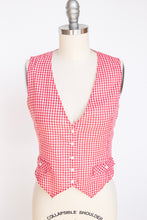 Load image into Gallery viewer, 1970s Vest Top Cotton Gingham Cropped XS
