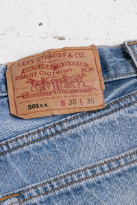 1990s Levi's 501xx Jean Shorts Cotton Denim Cut Offs 28"