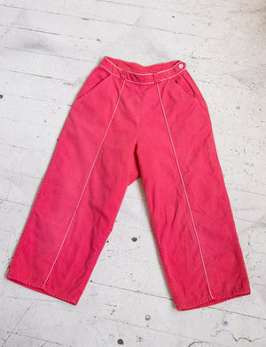 1960s Capri Pants High Waist CottonWhite Stag Pedal Pushers S/XS