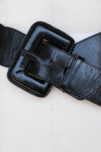 Load image into Gallery viewer, 1980s Belt Black Leather Braided Black Asymmetric M/L