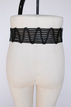 Load image into Gallery viewer, 1980s Belt Black Leather Braided Black Asymmetric M/L