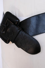 Load image into Gallery viewer, 1980s Belt Black Leather Braided Black Asymmetric M/L