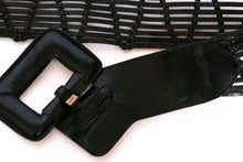 Load image into Gallery viewer, 1980s Belt Black Leather Braided Black Asymmetric M/L