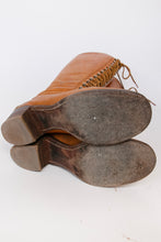 Load image into Gallery viewer, 1970s Frye Boots Knee High Lace Up Western Granny Campus Black Label Leather 9