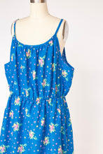 Load image into Gallery viewer, 1970s Dress Floral Cotton Sleeveless Full Skirt XL
