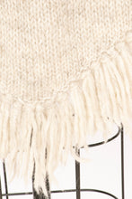 Load image into Gallery viewer, 1970s Wool Poncho Chunky Knit Fringe Beige Knitwear Sweater