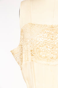 1930s Dress Deco Sheer Lace Sequin Gown M/L