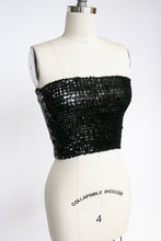 Load image into Gallery viewer, 1980s Sequin Tube Top Sleeveless Disco Cropped Blouse 70s S