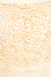 1930s Dress Deco Sheer Lace Sequin Gown M/L