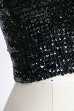 Load image into Gallery viewer, 1980s Sequin Tube Top Sleeveless Disco Cropped Blouse 70s S