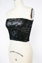 Load image into Gallery viewer, 1980s Sequin Tube Top Sleeveless Disco Cropped Blouse 70s S