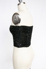 Load image into Gallery viewer, 1980s Sequin Tube Top Sleeveless Disco Cropped Blouse 70s S