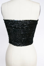 Load image into Gallery viewer, 1980s Sequin Tube Top Sleeveless Disco Cropped Blouse 70s S