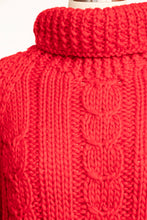Load image into Gallery viewer, 1960s Sweater Wool Fuzzy Chunky Knit Red Turtleneck Pullover M