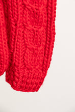 Load image into Gallery viewer, 1960s Sweater Wool Fuzzy Chunky Knit Red Turtleneck Pullover M