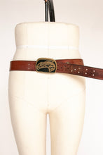 Load image into Gallery viewer, 1970s Belt Brass Buckle NW Native Whale Brown Leather