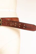 Load image into Gallery viewer, 1970s Belt Brass Buckle NW Native Whale Brown Leather