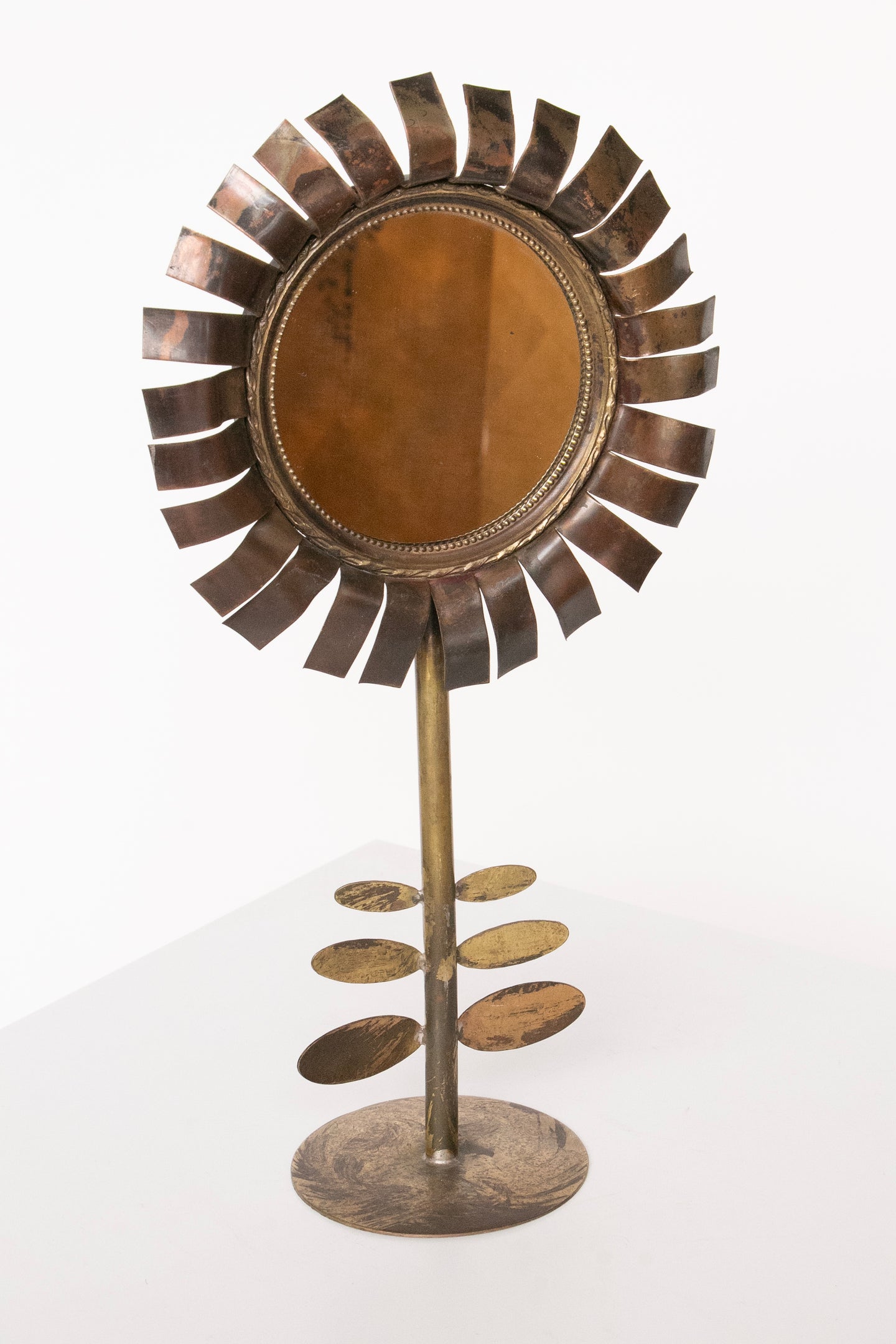 Vintage 1960s Flower Table Mirror French Jean Vinay Mid Century Home