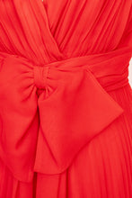 Load image into Gallery viewer, 1970s Gown Red Chiffon Pleated Dress S / M