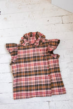 Load image into Gallery viewer, 1970s Ruffle Blouse Natural Cotton Plaid S