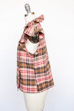 Load image into Gallery viewer, 1970s Ruffle Blouse Natural Cotton Plaid S