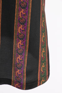 1980s Silk Full Midi Skirt Patterned Stripe L