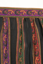 Load image into Gallery viewer, 1980s Silk Full Midi Skirt Patterned Stripe L
