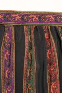 1980s Silk Full Midi Skirt Patterned Stripe L
