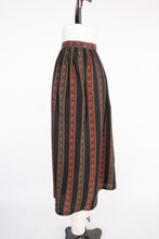Load image into Gallery viewer, 1980s Silk Full Midi Skirt Patterned Stripe L