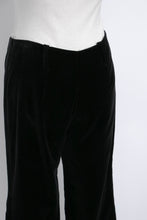 Load image into Gallery viewer, 1970s Bell Bottoms Velvet Black Flares Pants 28" x 29"